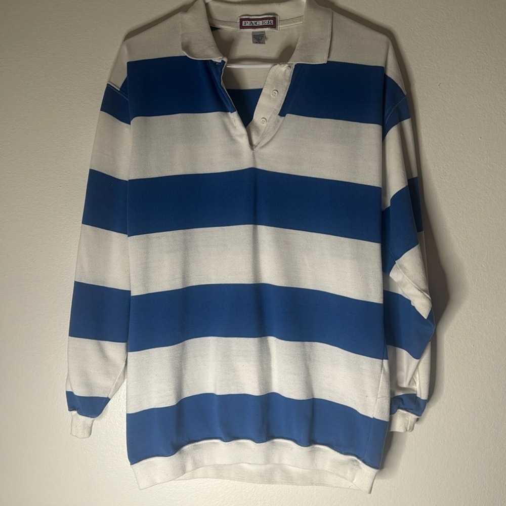 PACER BLUE AND WHITE STIPES MENS LARGE
